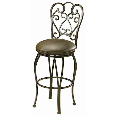 Bar Stool with Upholstered Seat and Decorative Seat Back